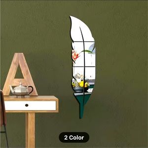 1pc Removable 3D Acrylic Mirror Feather Wall Sticker